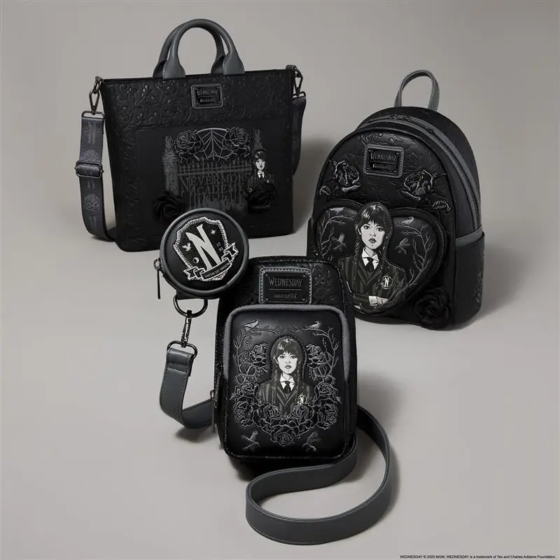 Wednesday Black Roses Convertible Backpack & Tote Crossbody Bag - Image 3