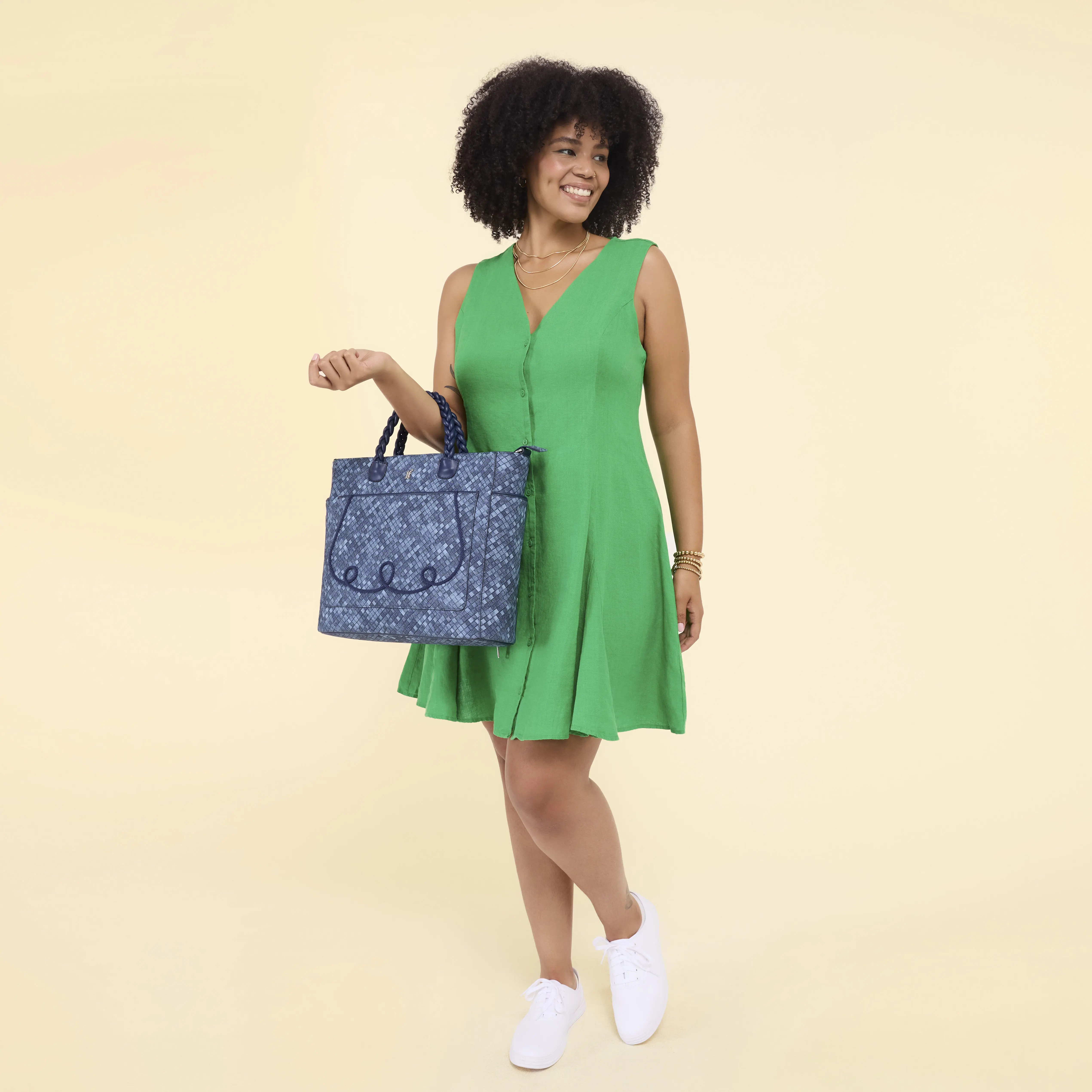 Loungefly Blue Checkered Convertible Backpack & Tote Crossbody Bag - Image 2