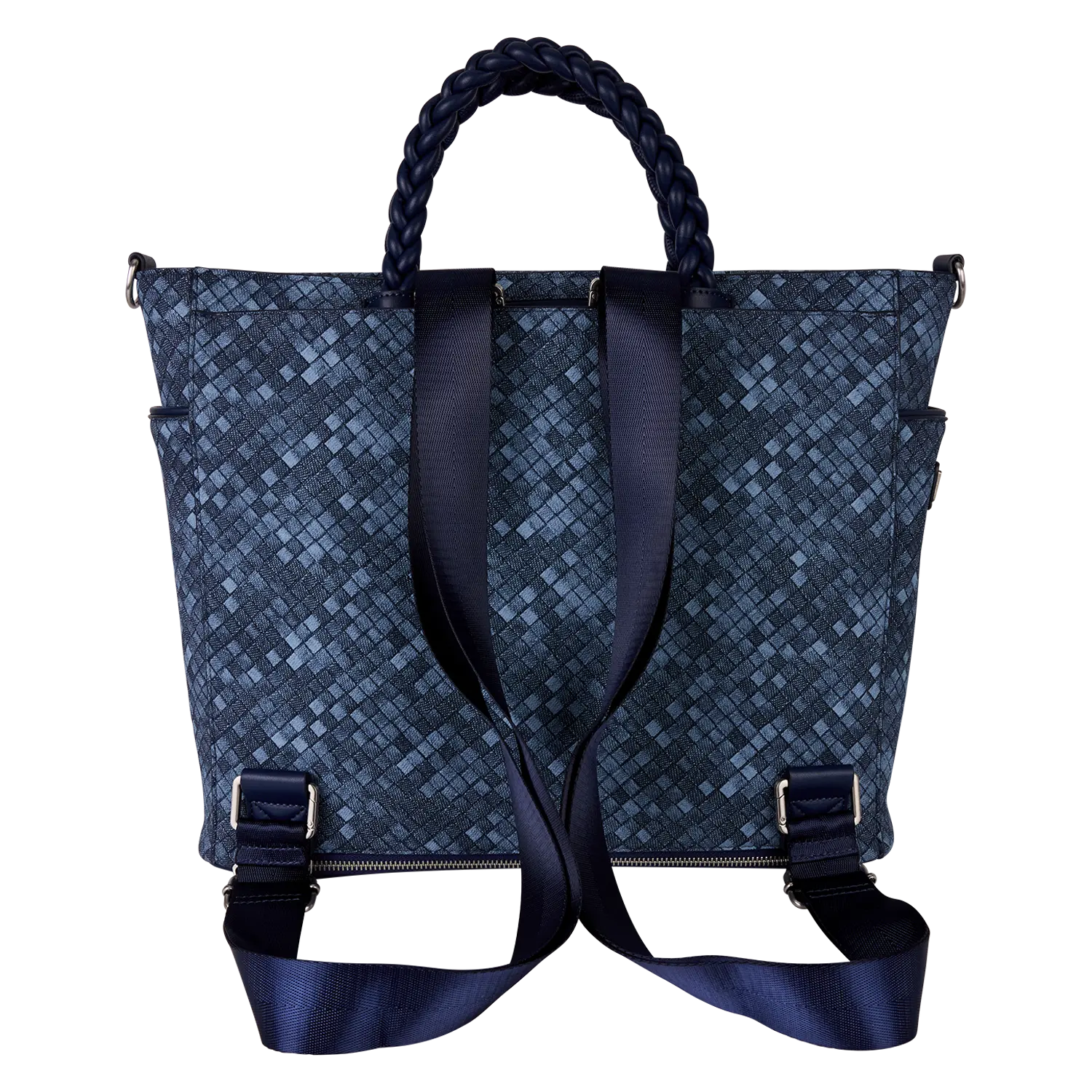 Loungefly Blue Checkered Convertible Backpack & Tote Crossbody Bag - Image 4