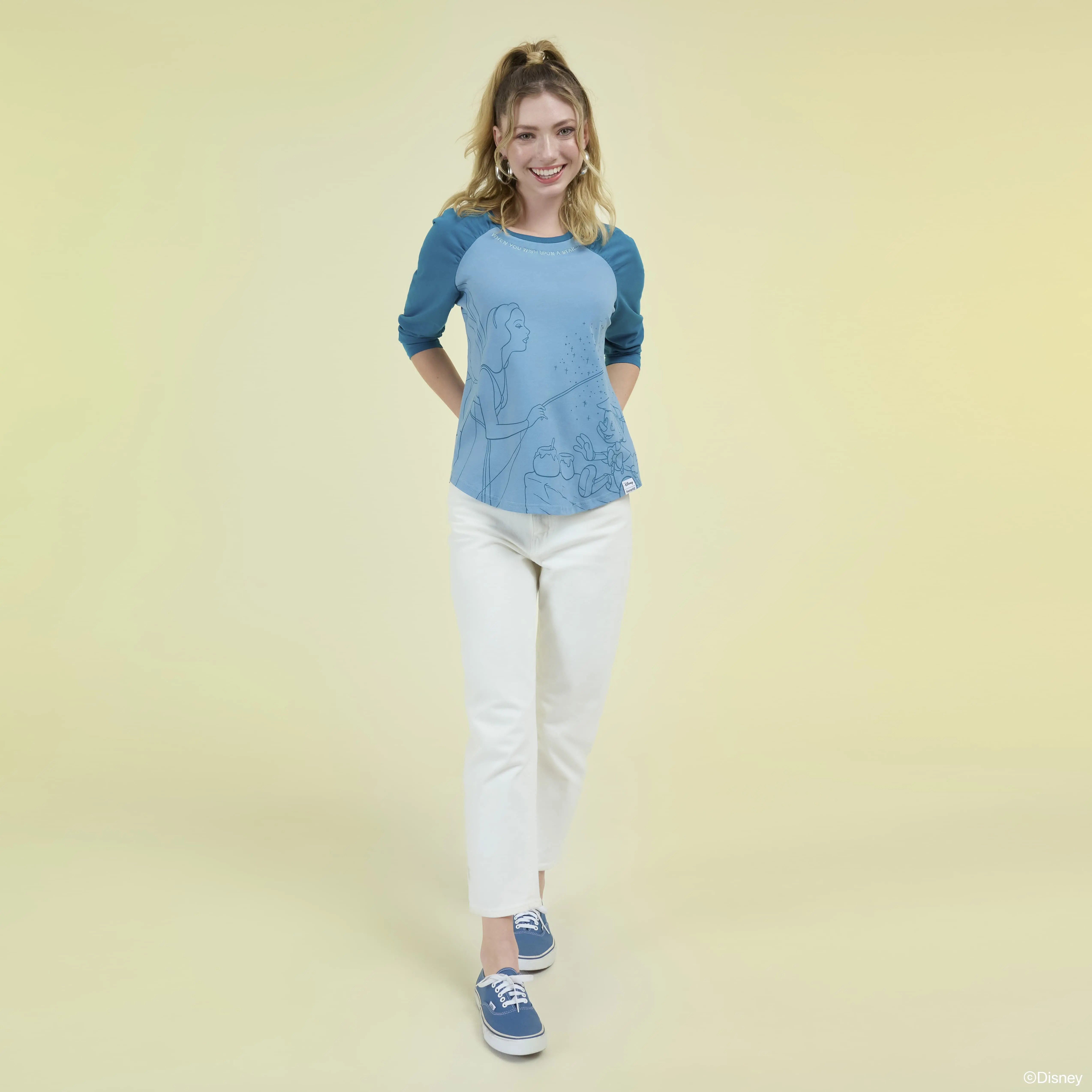 Pinocchio Blue Fairy Unisex Raglan Tee - Image 2